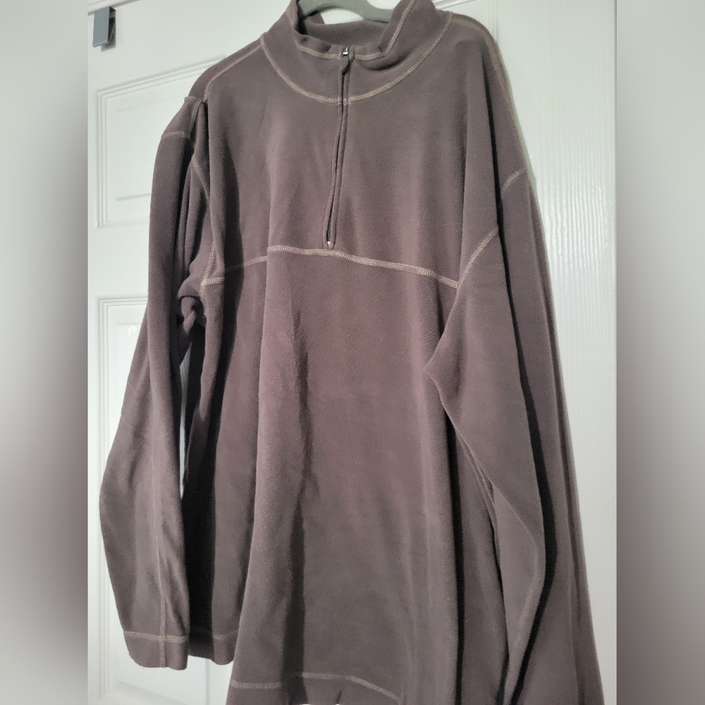 Life Is Good Mens Brown Fleece 1/4 Zip Embroidered on Sleeve Size XL
